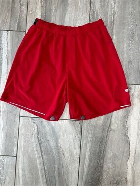 lululemon athletica Men's Red Athletic Running Shorts